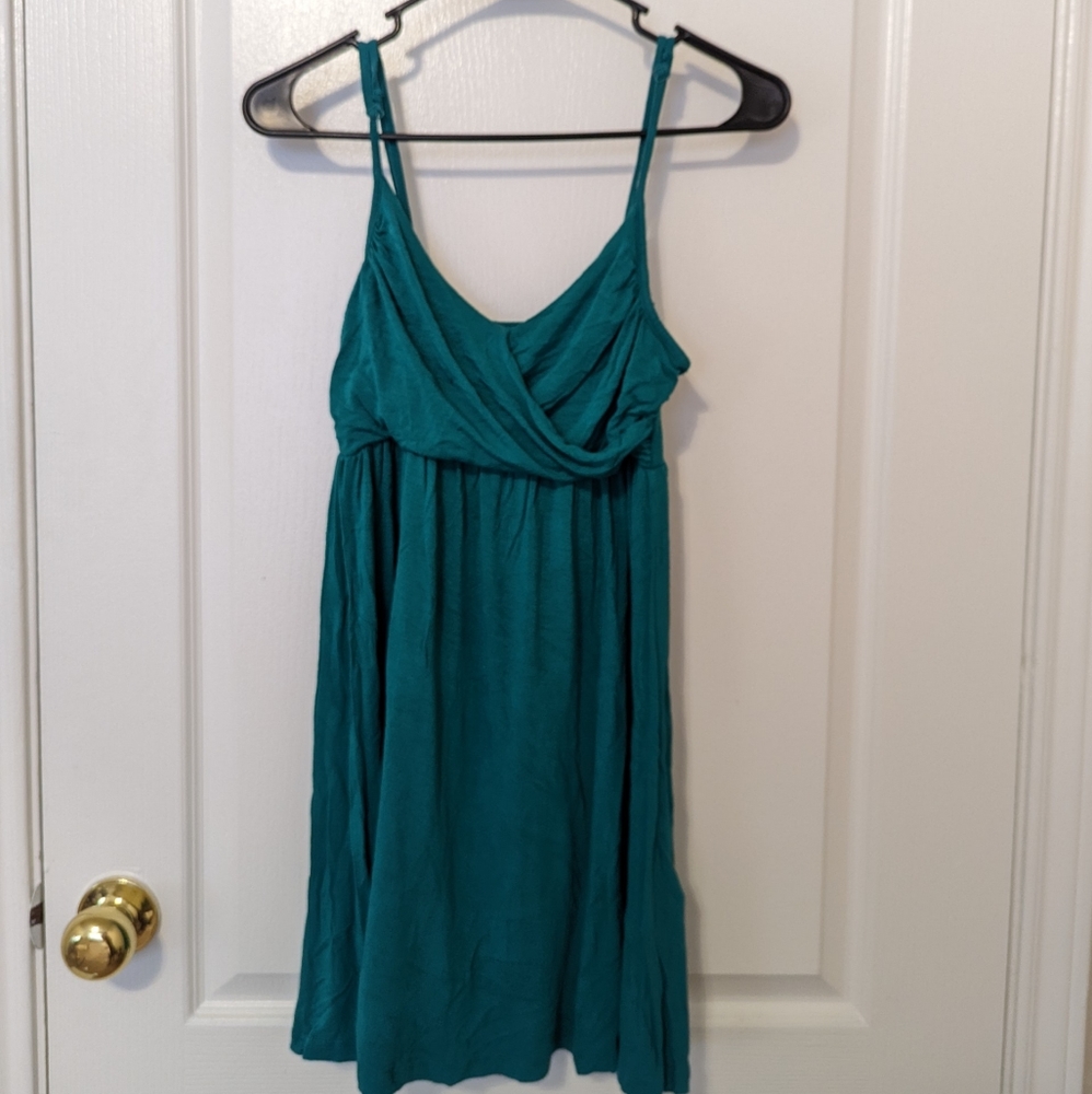 Casual green mini dress